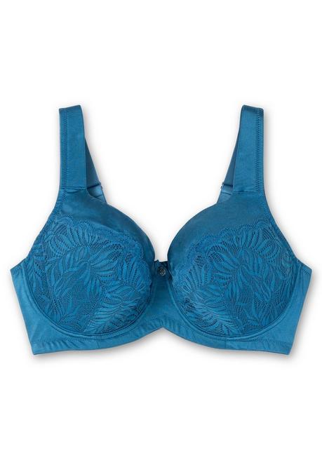 sheego Bügel-BH aus floraler Spitze, mit Seitenstützen - blau sheego Letzte 2 Tage