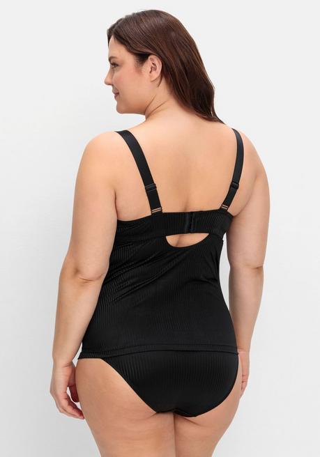 sheego BH-Hemd mit Spitzen-Cups und tonigen Streifen - schwarz sheego Online