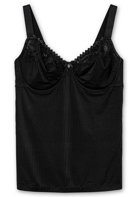 sheego BH-Hemd mit Spitzen-Cups und tonigen Streifen - schwarz sheego Online