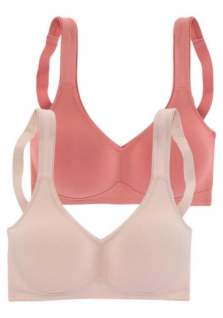 PETITE FLEUR Doppelpack Basic-BHs ohne Bügel - terrakotta+creme sheego Auslauf
