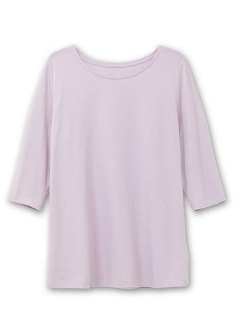 sheego Shirt in Piqué-Qualität mit 3/4-Ärmeln - flieder sheego Online Shopping