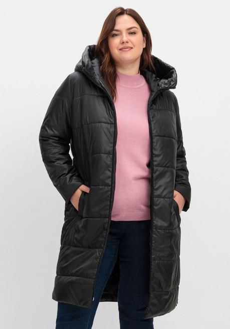 sheego Wattierter Steppmantel mit Kapuze, gefüttert - schwarz sheego Preisnachlass