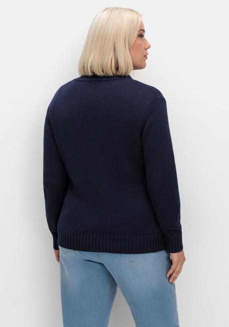 sheego Strickjacke mit Troyerkragen und 2-Wege-Zipper - marine sheego Saisonschlussverkauf