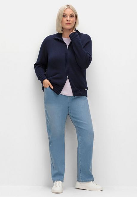 sheego Strickjacke mit Troyerkragen und 2-Wege-Zipper - marine sheego Saisonschlussverkauf