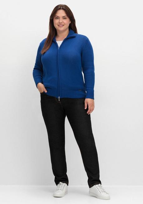 sheego Strickjacke mit Troyerkragen und 2-Wege-Zipper - royalblau sheego Black Friday