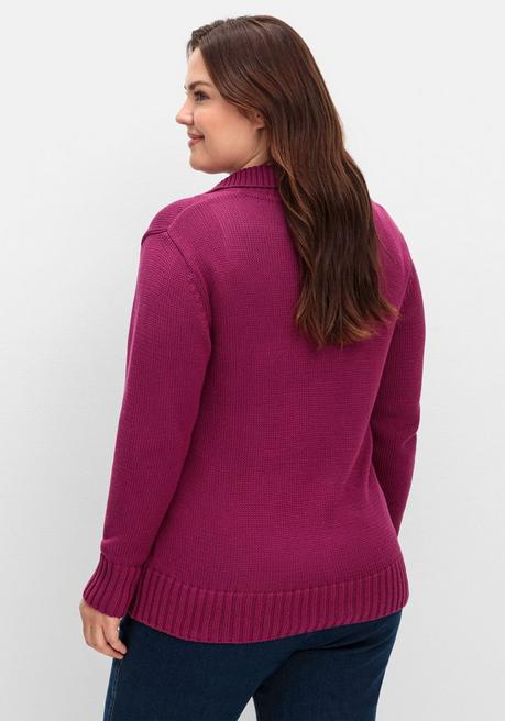 sheego Strickjacke mit Troyerkragen und 2-Wege-Zipper - fuchsia sheego Cyber Monday