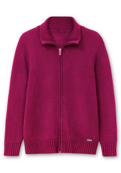 sheego Strickjacke mit Troyerkragen und 2-Wege-Zipper - fuchsia sheego Cyber Monday