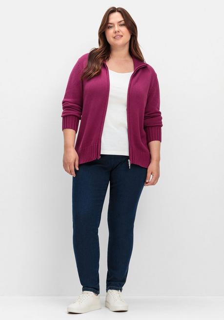 sheego Strickjacke mit Troyerkragen und 2-Wege-Zipper - fuchsia sheego Cyber Monday