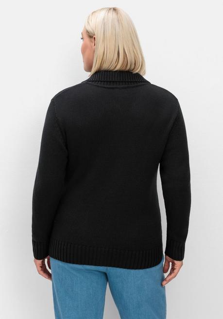 sheego Strickjacke mit Troyerkragen und 2-Wege-Zipper - schwarz sheego Weihnachtsangebot
