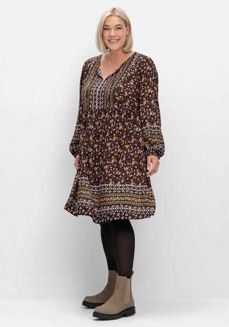 sheego Hängerchen-Kleid im Mustermix, in A-Linie - braun gemustert sheego Valentinstagsangebot