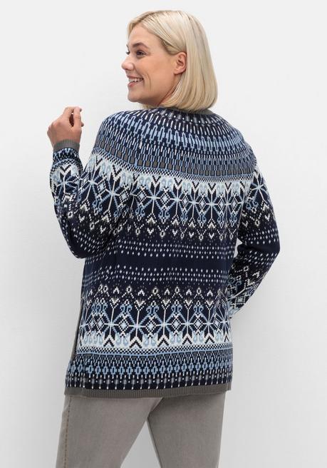 sheego Strickjacke im Norwegermuster, mit Reißverschluss - hellblau gemustert sheego Lagerräumung