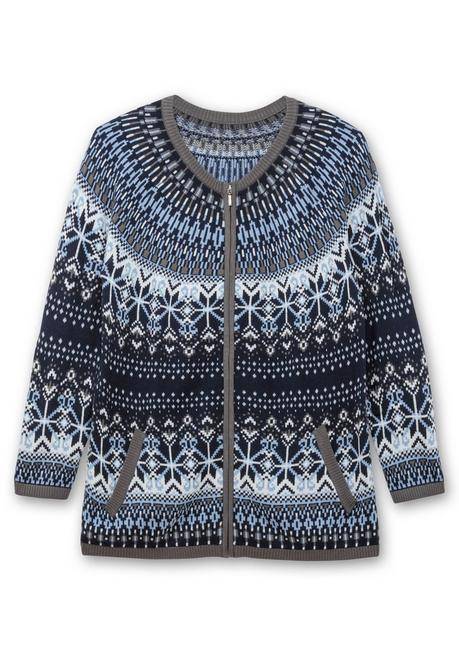 sheego Strickjacke im Norwegermuster, mit Reißverschluss - hellblau gemustert sheego Lagerräumung