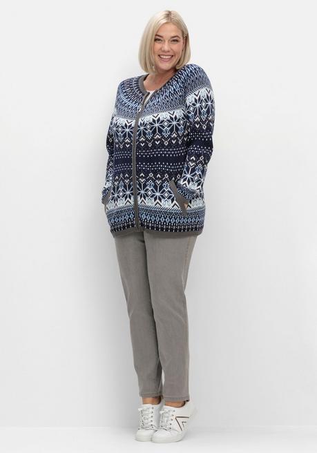 sheego Strickjacke im Norwegermuster, mit Reißverschluss - hellblau gemustert sheego Lagerräumung