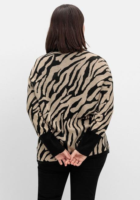 sheego Jacquard-Pullover mit Animalmuster - schwarz gemustert sheego Heißer Verkauf