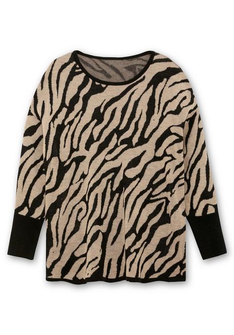 sheego Jacquard-Pullover mit Animalmuster - schwarz gemustert sheego Heißer Verkauf