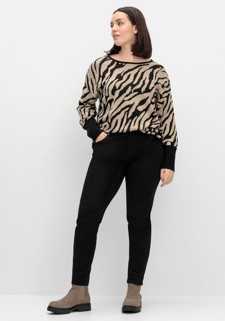 sheego Jacquard-Pullover mit Animalmuster - schwarz gemustert sheego Heißer Verkauf