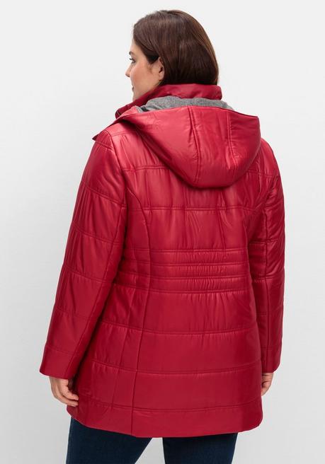 sheego Steppjacke mit Kapuze und Flanell-Details - kirschrot sheego Neueste Mode