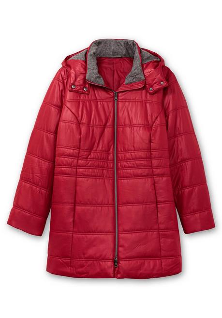 sheego Steppjacke mit Kapuze und Flanell-Details - kirschrot sheego Neueste Mode