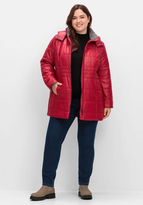 sheego Steppjacke mit Kapuze und Flanell-Details - kirschrot sheego Neueste Mode