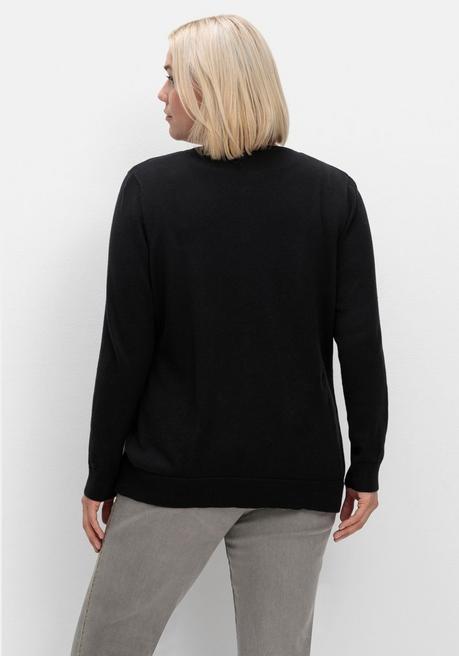 sheego Feinstrickjacke mit Rundhalsausschnitt und Knopfleiste - schwarz sheego Online Outlet