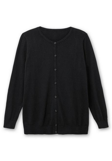 sheego Feinstrickjacke mit Rundhalsausschnitt und Knopfleiste - schwarz sheego Online Outlet