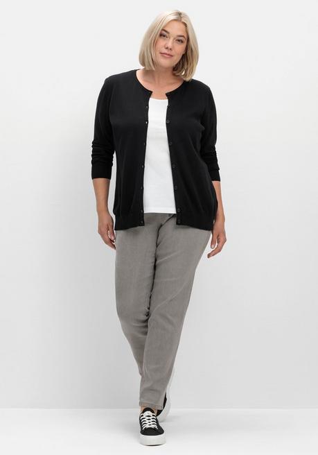 sheego Feinstrickjacke mit Rundhalsausschnitt und Knopfleiste - schwarz sheego Online Outlet