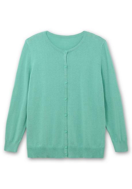 sheego Feinstrickjacke mit Rundhalsausschnitt und Knopfleiste - salbeigrün sheego Zeitlich begrenztes Angebot