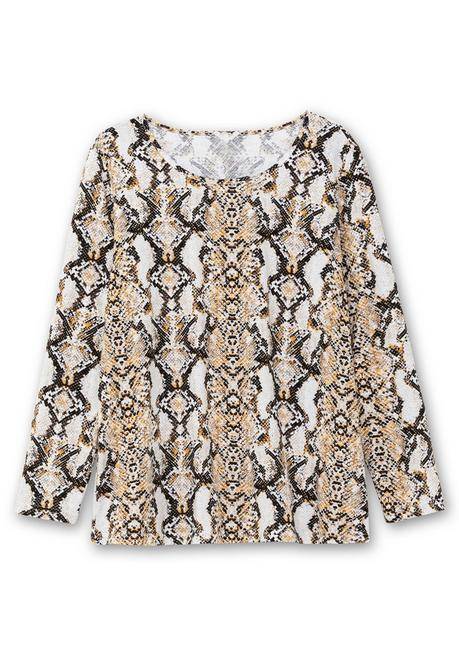 sheego Langarmshirt mit Animalprint und Rundhalsausschnitt - beigefarben gemustert sheego Exklusive Angebote