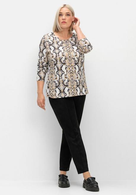 sheego Langarmshirt mit Animalprint und Rundhalsausschnitt - beigefarben gemustert sheego Exklusive Angebote