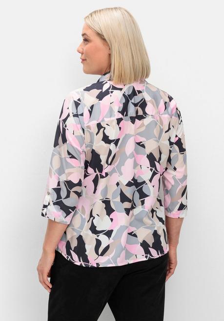 sheego Bedruckte Tunika mit Blusenkragen, aus Crêpe - rosé gemustert sheego Blitzangebot