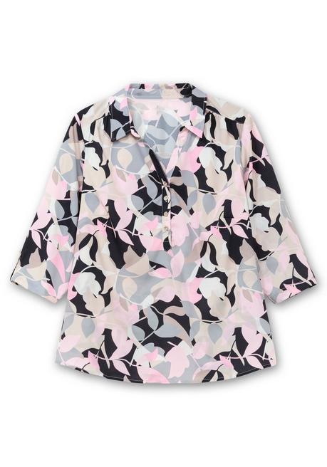 sheego Bedruckte Tunika mit Blusenkragen, aus Crêpe - rosé gemustert sheego Blitzangebot