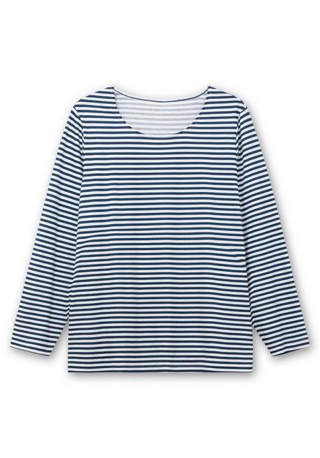 sheego Gestreiftes Langarmshirt mit Rundhalsausschnitt - marine gestreift sheego Saisonale Angebote