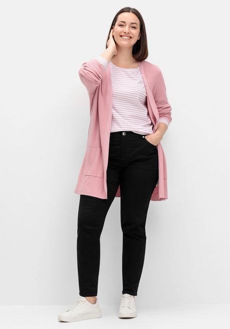 sheego Gestreiftes Langarmshirt mit Rundhalsausschnitt - rosé gestreift sheego Räumungsverkauf