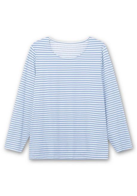 sheego Gestreiftes Langarmshirt mit Rundhalsausschnitt - mittelblau gestreift sheego Kauf eins, bekomm eins gratis