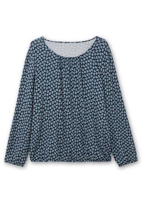 sheego Langarmshirt mit Minimalprint und Saum-Gummizug - nachtblau gemustert sheego Tägliche Deals
