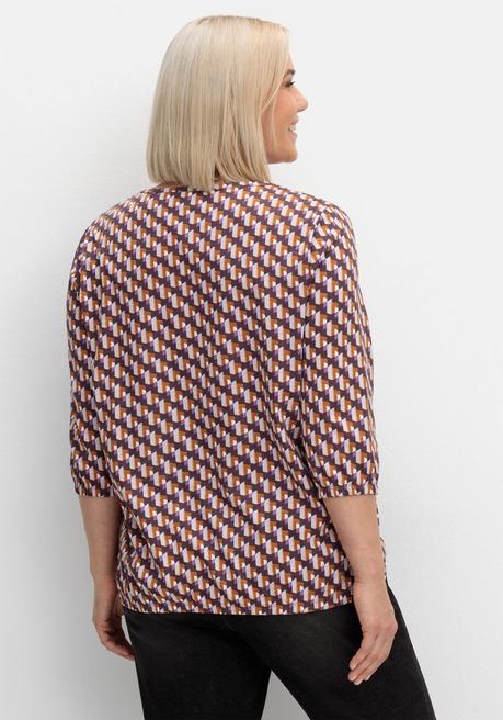 sheego 3/4-Arm-Shirt mit Grafikprint und Gummizugbund - aubergine gemustert sheego Riesige Ersparnisse