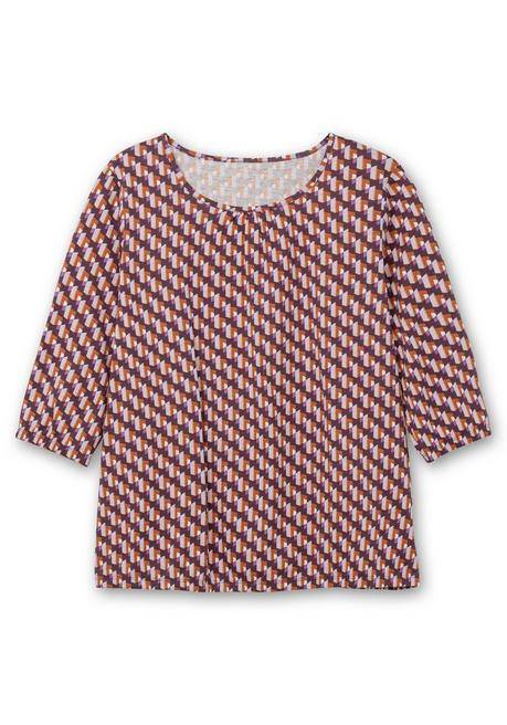 sheego 3/4-Arm-Shirt mit Grafikprint und Gummizugbund - aubergine gemustert sheego Riesige Ersparnisse