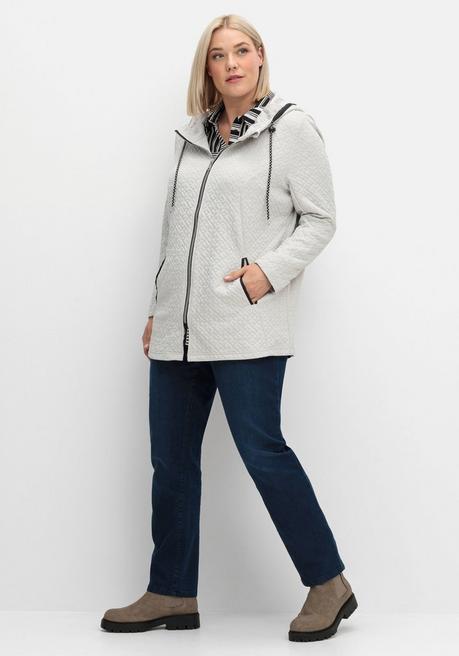 sheego Kapuzenjacke in gesteppter Jacquard-Qualität - hellgrau sheego Letzte 3 Tage