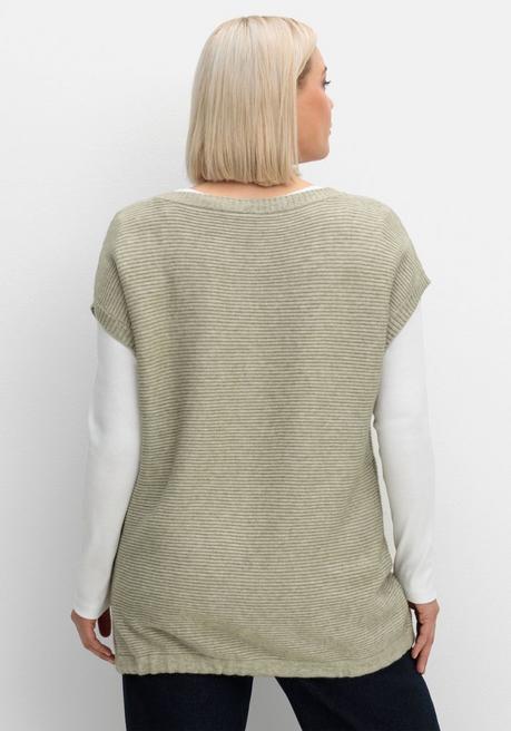 sheego Pullunder im Rippmuster mit Kordelzug am Saum - khaki sheego JETZT KAUFEN