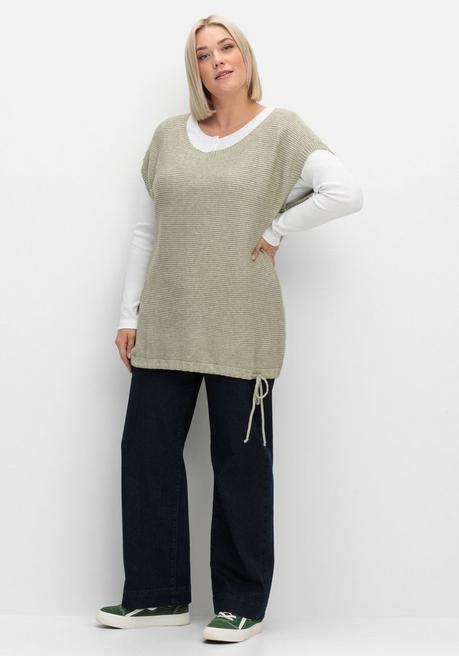 sheego Pullunder im Rippmuster mit Kordelzug am Saum - khaki sheego JETZT KAUFEN