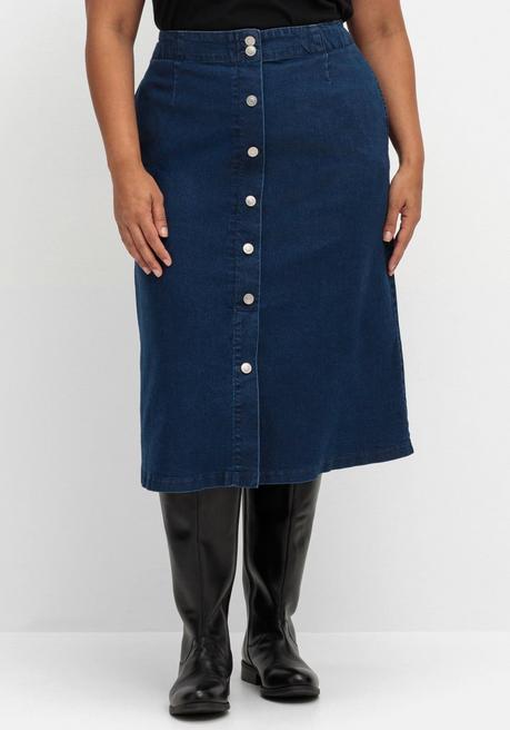 sheego Jeansrock mit Zierknopfleiste, in A-Linie - blue Denim sheego Letzte 2 Tage