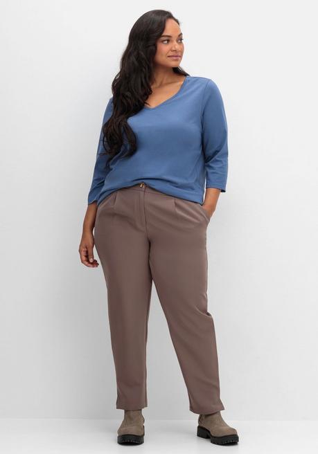 sheego Shirt mit 3/4-Ärmeln und V-Ausschnitt - jeansblau sheego Letzter Tag
