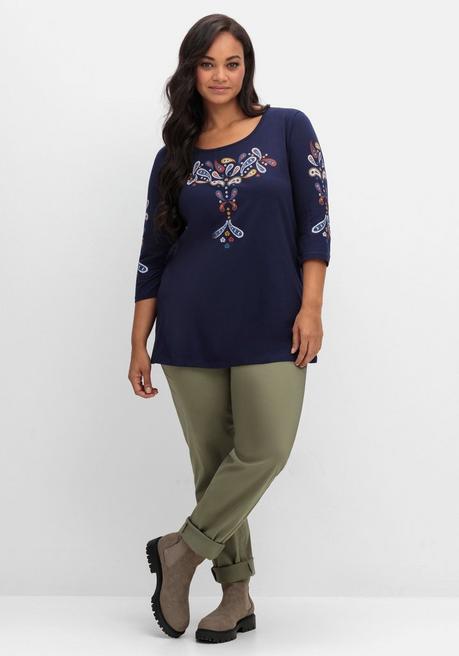sheego 3/4-Arm-Shirt mit platziertem Paisley-Print - marine bedruckt sheego Nur für heute