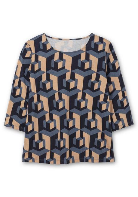 sheego 3/4-Arm-Shirt mit grafischem Print - marine gemustert sheego Sonderangebot der Fabrik