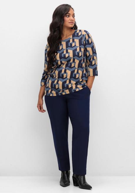 sheego 3/4-Arm-Shirt mit grafischem Print - marine gemustert sheego Sonderangebot der Fabrik