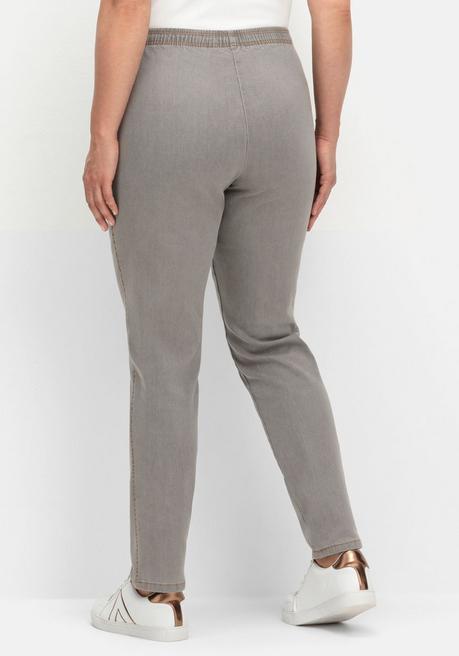 sheego Schmale Jeans mit Stretchbund, ohne Taschen - grey Denim sheego Nur noch ein Tag übrig
