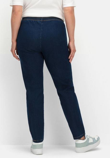 sheego Schmale Jeans mit Stretchbund, ohne Taschen - dark blue Denim sheego Super Rabatt