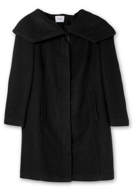 sheego Taillierter Mantel mit großem Kragen und Wollanteil - schwarz sheego 50% Rabatt mit kostenlosem Versand