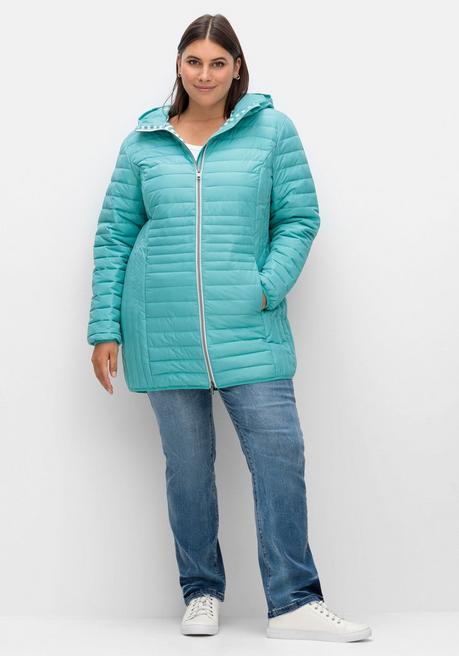 sheego Leicht wattierte Longsteppjacke mit Kapuze - aqua sheego Clearance-Verkauf
