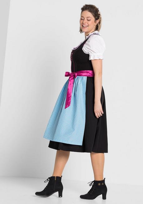 sheego Dirndl mit Schürze und Bluse 3tlg. - schwarz-türkis sheego Fabrikladen